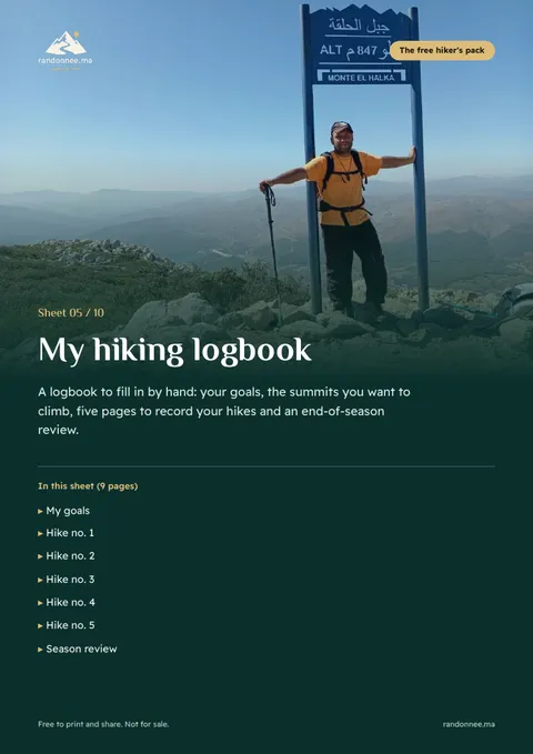 Cover of sheet 05: My hiking logbook